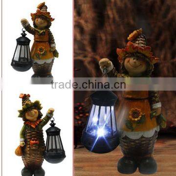 Autumn harvest decoration polyresin jackstraw solar garden light