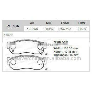 brake pads for NISSAN