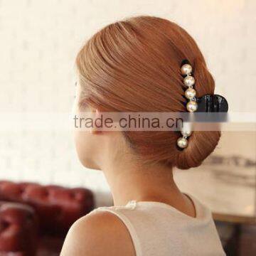 Black Hair Claw Clip Crystal Pearl Plastic Hairpin Barrette Hair Band Accessories for Women Lady