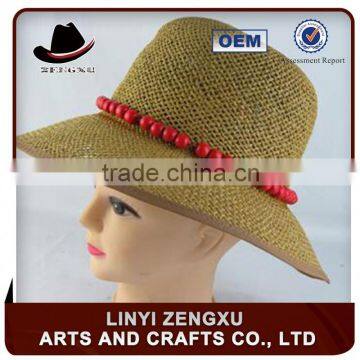 Straw knitted outdoor men custom bucket hat logo