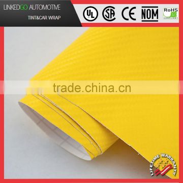 Most Popular car vinyl sticker 4D Yellow 1.52*30M carbon fiber vinyl sticker