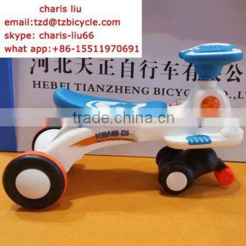 Chinese three wheels plastic baby swing car with music