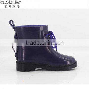 Natural Rubber rain boot women fashion boot pure perple ground has shoelace