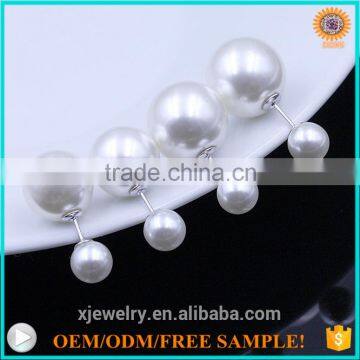 2016 fashion S925 sterling silver dubble pearl stud earrings