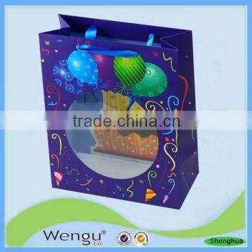 cheap middle gift pvc window paper bag with handles made in china supplier and manufacture