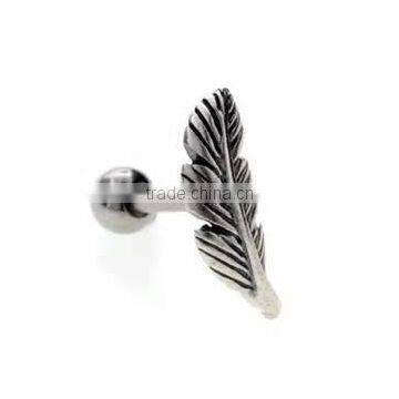 Top Sale Silver Plated Feather Ear Cartilage Helix Tragus Piercing