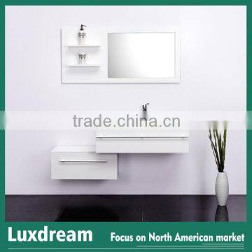 36" White european bathroom furniture with glass basin