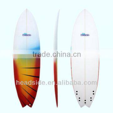 2014 Fashion design fiberglass PU core surfboard