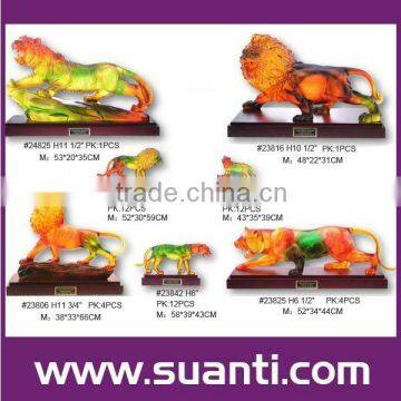 Leopard and lion polyresin statue