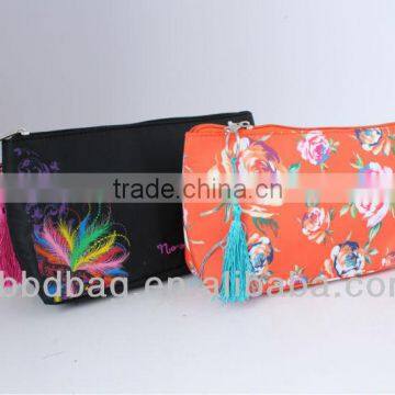 2014 printed and silk hand feel cosmetic bag