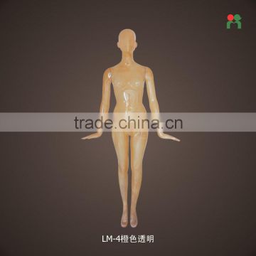 2015 fashion fiberglass plus size transparent colourful female mannequin transparent mannequin LM-4