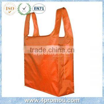 Recycle packable shopping bag & resuable foldable tote bag in Orange color