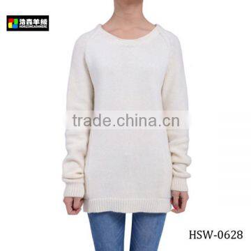 Woman White Angora Sweater, Women White Plain Angora Wool Sweater