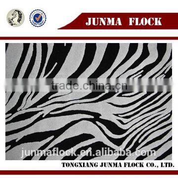 China Cooton and Polyester Textile zebra stripe pattern flock material for modern sofa cover fabric