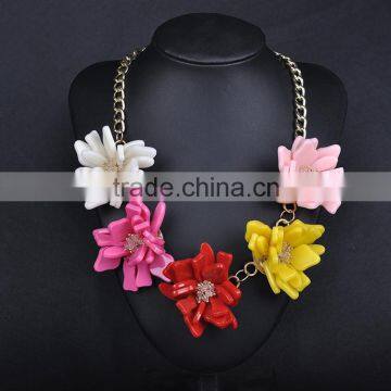 Multicolor fashion plastic flower necklace wholesale jewelry