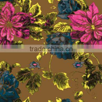 2015 newest printed floral design plastic table cloth with lace/waved/straight edge