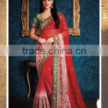 Red Chiffon Saree