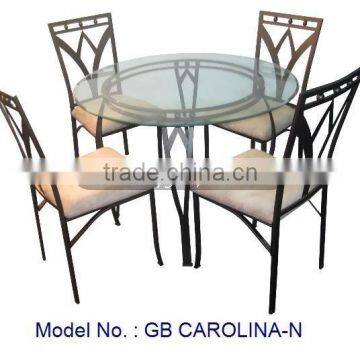 Glasstop Metal Dining, Dining Set, Glass top Table, Metal Dining Chair