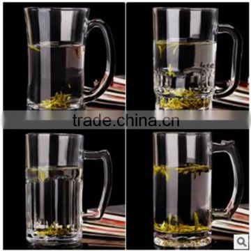 Promotional Custom Design Tall Glass Beverage/Glass Beer Mug With Handle