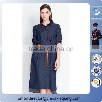 2016 Fashion Ladies Designer Retro Denim Shirt Dress