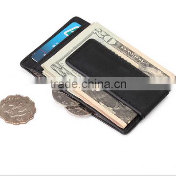 RFID Blocking Magnet Closure Men Slim Leather Wallet