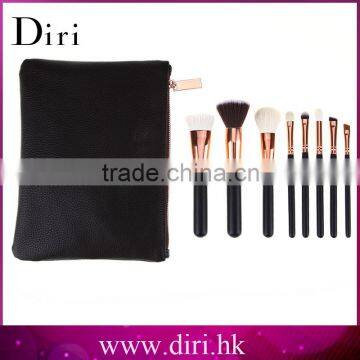 High-grade handmade custom 8pcs cosmetic makeup brush set wholesale with PU zipper bag