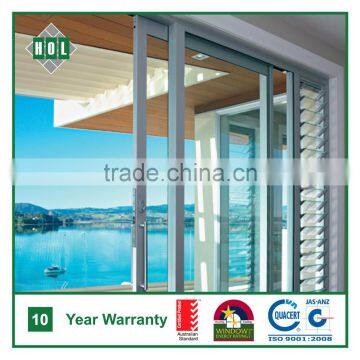 Anodized Aluminum Frame, Sliding Door, Blue Glass Color