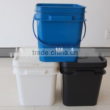 Plastic square bucket 10L plastic cubic pail 2.5 gallon food grade square bucket with lid