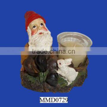 Gnome rabbit bunny gnome theme polyresin candle holder