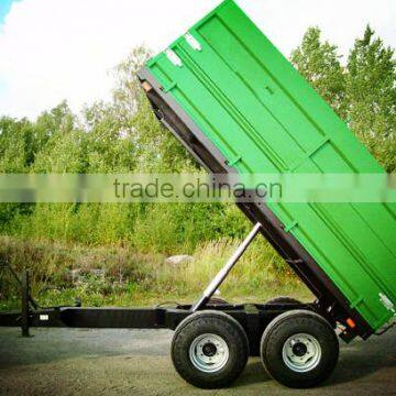 tractor hydraulic farm tandem tippping trailer, tipping wagon, dump trailer, dump wagon from 2Ton~8 Ton, rear and side tipping