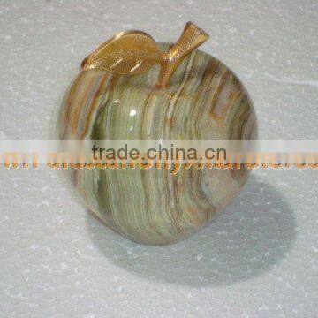 Most Amazing WHOLESALE 2017 NATURAL STONE ONYX APPLE WITH BRASS LEAF HANDICRAFTS photo-3