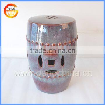 Ceramic Glazed Drum Stool with Chinese Style