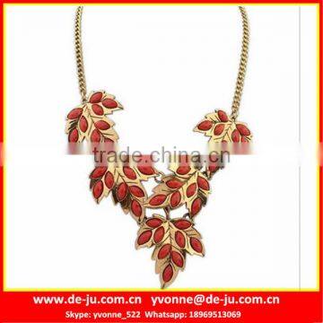 Agate Imitating Leaves Statement Necklace