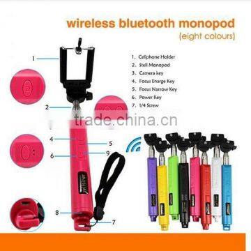 2015 Self Timer Bluetooth Selfie Stick Monopod With Zoom for Iphone and Andriod