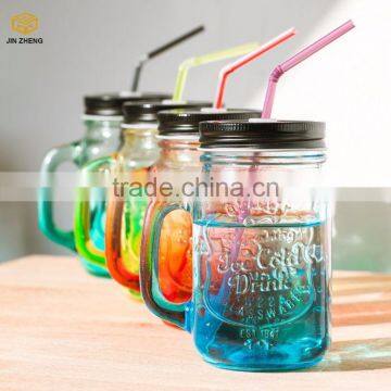 Embossed Drinking Glass Mason Jar for Beverage photo-2