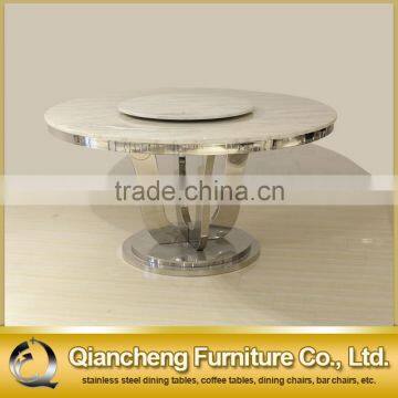 Chines White Dining Table Marble Stainless Steel Base photo-2