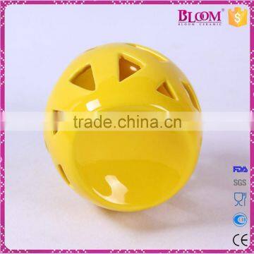 Ceramic Craft Hollow Out Desgin Yellow Incense Burner photo-4