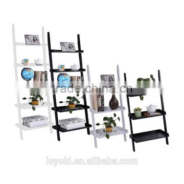 3&5 Tier Wooden Wall Rack Leaning Ladder Shelf Unit Bookcase Display