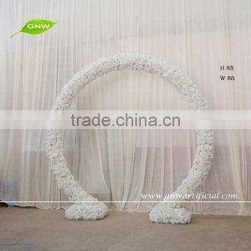 GNW 7ft wedding arches columns with rose and hydrangea artificial flowers for stage backdrop decoration