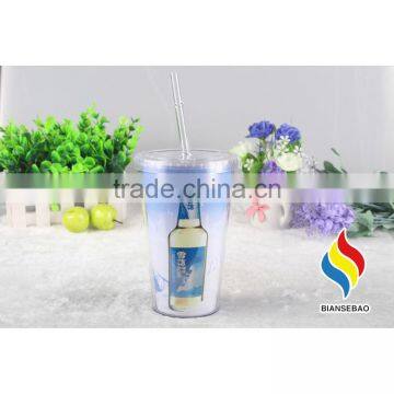 16OZ Double Wall Plastic Tumbler With Straw photo-5