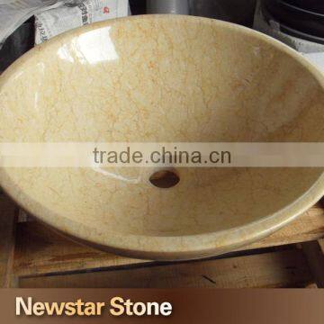 Chinese natural stone carved handmade beige marble sink