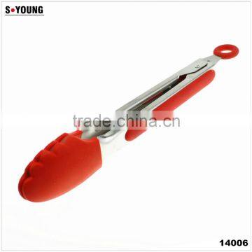 14006 New Shape Barbecue Grill Tongs Silicone Kitchen Serving Locking Food Tong