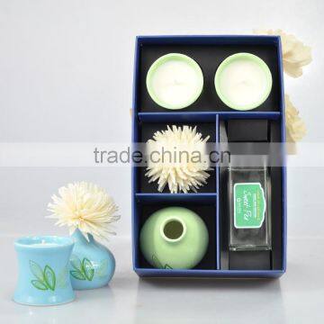 2015 Hot Fragrance Ceramic Diffuser Gift Set With Sola Flower Soy Candle photo-2