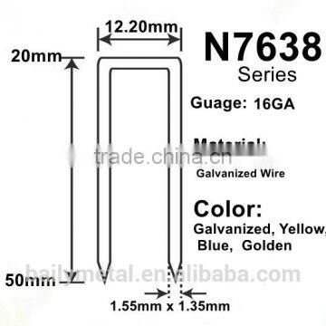 Factory supply custom galvanized N7638 staples 16GA Crown: 12.20mm