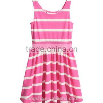 2016 Fashion Children Little Gilrs Cotton Jersey Stripe Print Dress HSD8073 photo-3