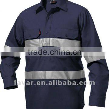 100%Cotton Reflective High Visibility Workcool Spliced Shirt (Long-sleeve, Hoop Pattern)