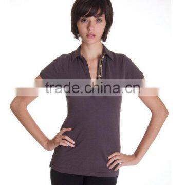 Women's Classic Fit Brown Polo,designer clothing manufacturer in China