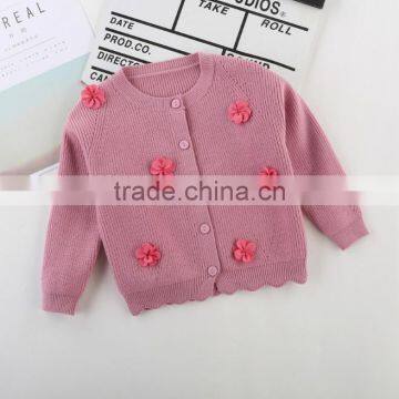 High Fashion Knitwear 100 Handmade Baby Sweater With Applique 3D Flowers photo-3