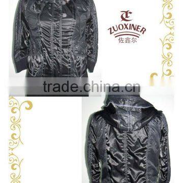 Ladies satin jacket with hood