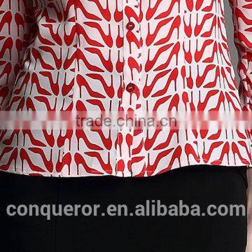 Office Ladies Elegant Fashion Printed Long Sleeve Formal Shirt photo-5